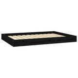Dog Bed Black 101.5x74x9 cm Solid Wood Pine - Front View