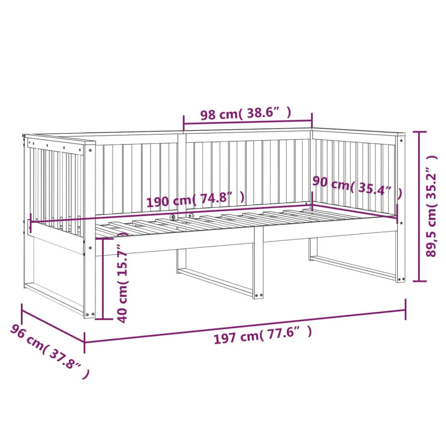 Day Bed without Mattress 90x190 cm Solid Wood Pine