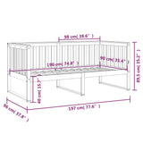 Day Bed without Mattress Black 90x190 cm Solid Wood Pine - Extra Image