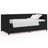 Day Bed without Mattress Black 80x200 cm Solid Wood Pine - Front View