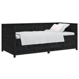 Day Bed without Mattress Black 80x200 cm Solid Wood Pine - Side View