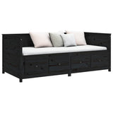 Day Bed without Mattress Black 80x200 cm Solid Wood Pine - Rear View