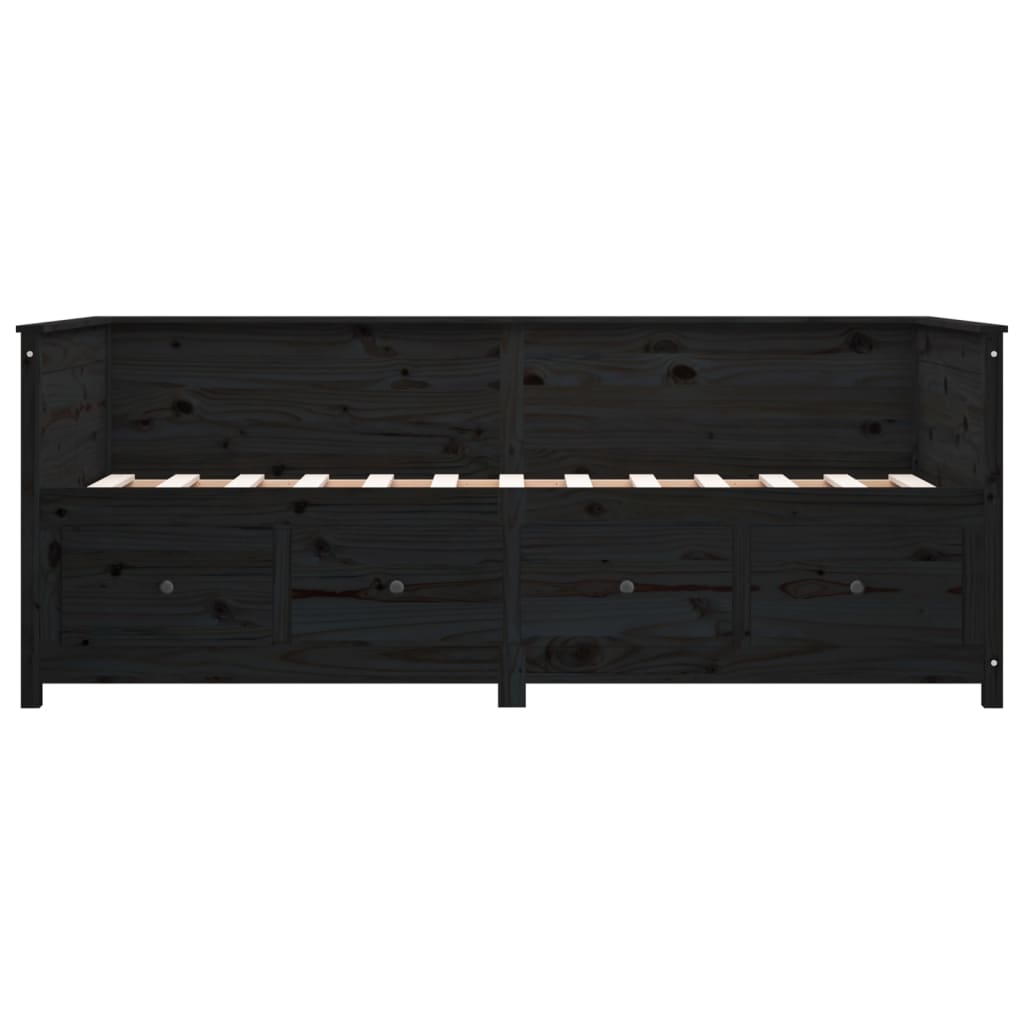 Day Bed without Mattress Black 80x200 cm Solid Wood Pine