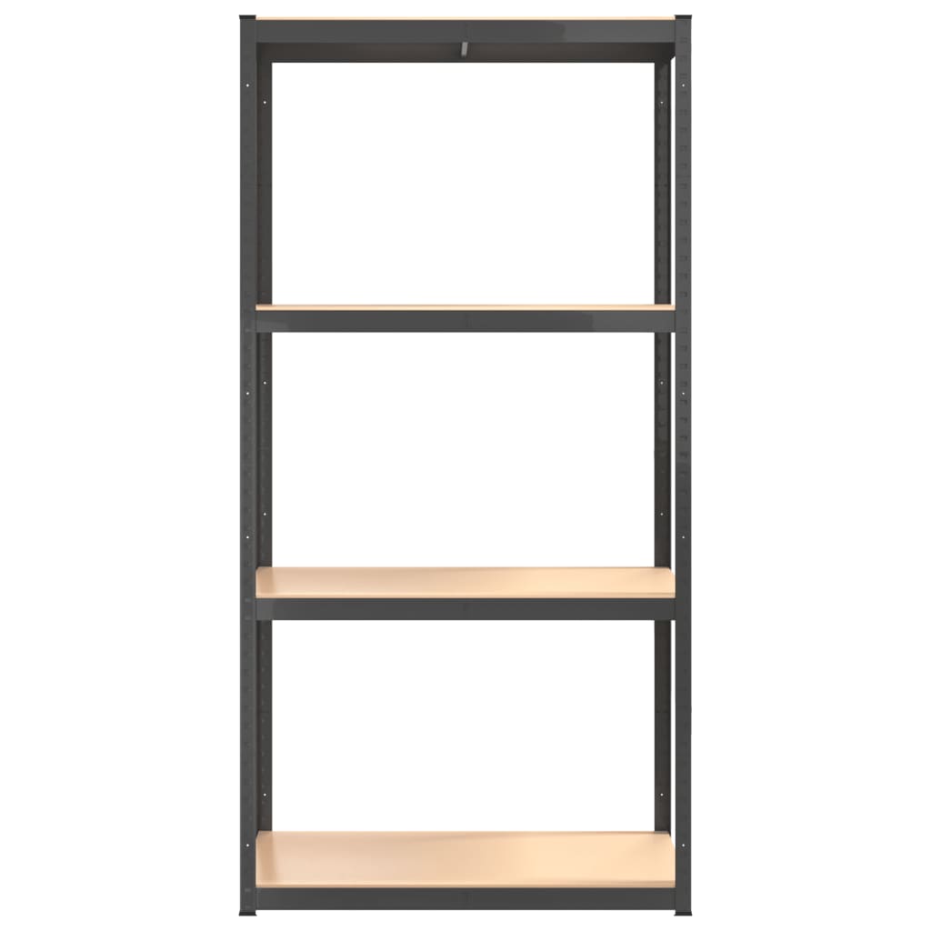 4-Layer Storage Shelf Anthracite Steel and Engineered Wood