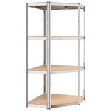 4-Layer Corner Shelf Silver Steel and Engineered Wood - Front View