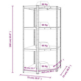 4-Layer Corner Shelf Silver Steel and Engineered Wood