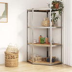 4-Layer Corner Shelf Silver Steel and Engineered Wood