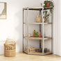 4-Layer Corner Shelf Silver Steel and Engineered Wood