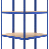 4-Layer Corner Shelf Blue Steel and Engineered Wood - Close-Up Angle
