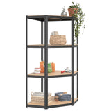 4-Layer Corner Shelf Anthracite Steel and Engineered Wood - Side View