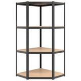 4-Layer Corner Shelf Anthracite Steel and Engineered Wood - Top-Down View