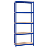 5-Layer Shelves 3 pcs Blue Steel and Engineered Wood - Top-Down View