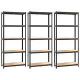 5-Layer Shelves 3 pcs Anthracite Steel and Engineered Wood