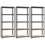 5-Layer Shelves 3 pcs Anthracite Steel and Engineered Wood
