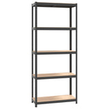 5-Layer Shelves 3 pcs Anthracite Steel and Engineered Wood - Top-Down View