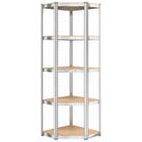 5-Layer Corner Shelf Silver Steel and Engineered Wood