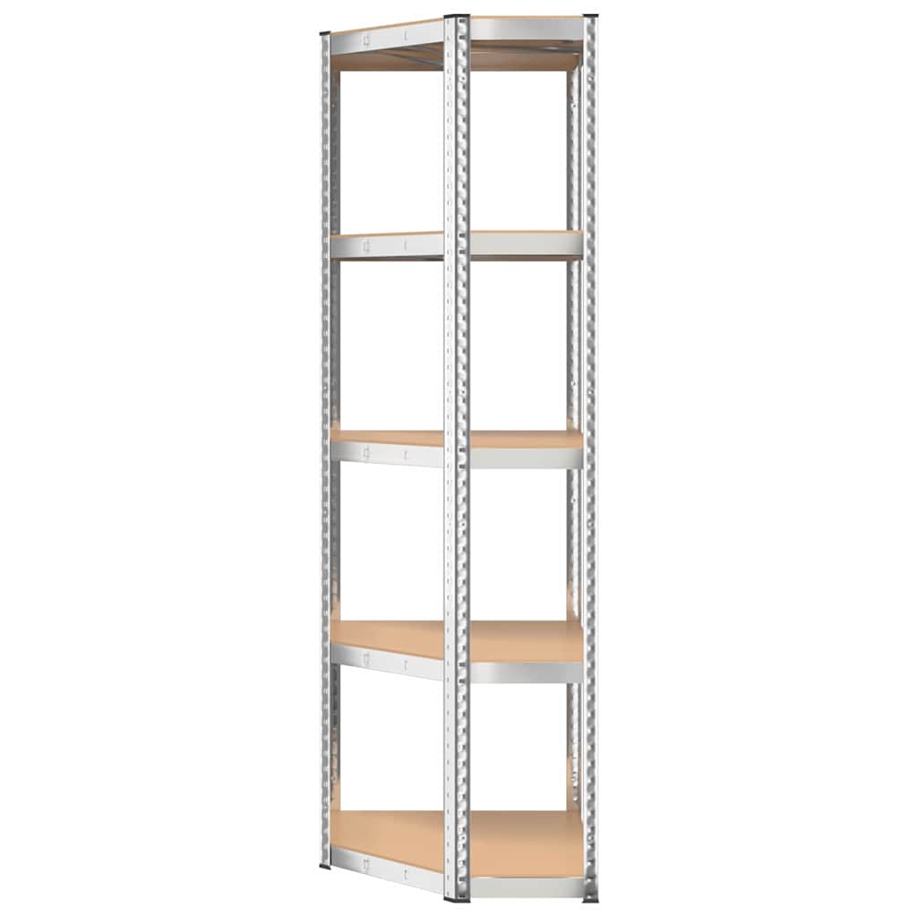 5-Layer Corner Shelf Silver Steel and Engineered Wood