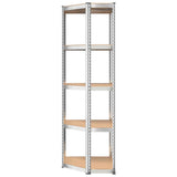 5-Layer Corner Shelf Silver Steel and Engineered Wood