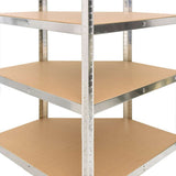 5-Layer Corner Shelf Silver Steel and Engineered Wood - Low Angle