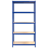 5-Layer Shelves 2 pcs Blue Steel and Engineered Wood - 45-Degree Angle