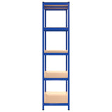 5-Layer Shelves 2 pcs Blue Steel and Engineered Wood - Rear View