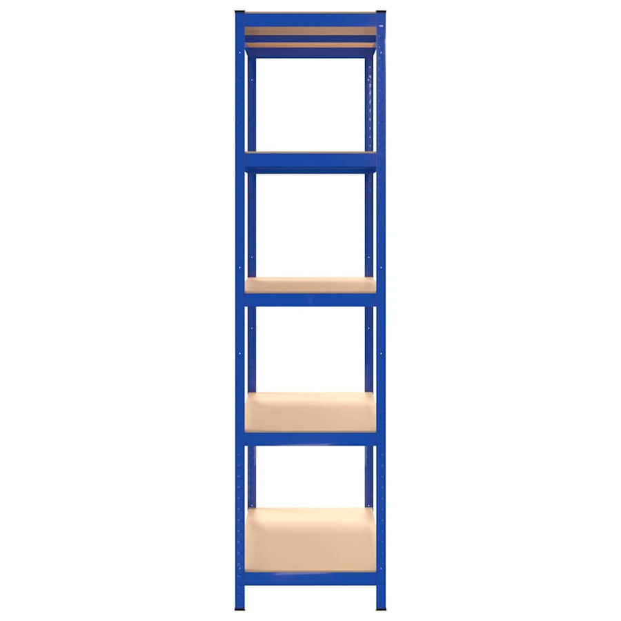 5-Layer Shelves 2 pcs Blue Steel and Engineered Wood