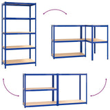 5-Layer Shelves 2 pcs Blue Steel and Engineered Wood - Extra Image