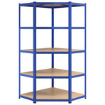 5-Layer Corner Shelf Blue Steel and Engineered Wood