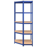 5-Layer Corner Shelf Blue Steel and Engineered Wood - 45-Degree Angle