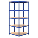 5-Layer Corner Shelf Blue Steel and Engineered Wood