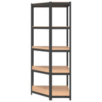 5-Layer Corner Shelf Anthracite Steel and Engineered Wood