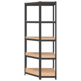 5-Layer Corner Shelf Anthracite Steel and Engineered Wood - 45-Degree Angle