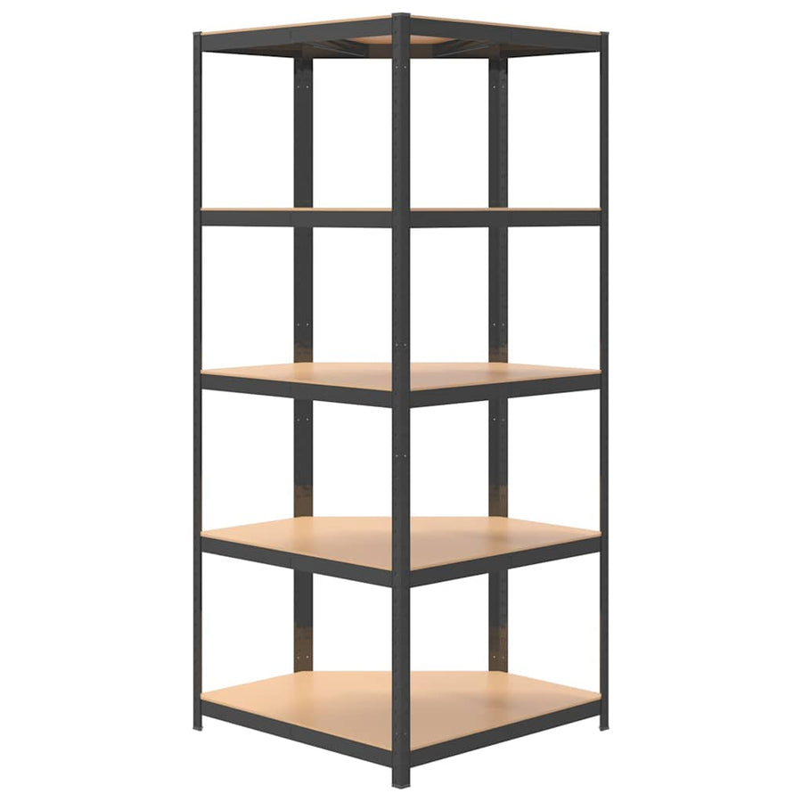 5-Layer Corner Shelf Anthracite Steel and Engineered Wood