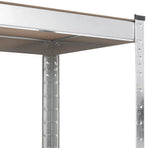 5-Layer Work Table with Shelves Silver Steel and Engineered Wood