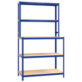 5-Layer Work Table with Shelves Blue Steel and Engineered Wood