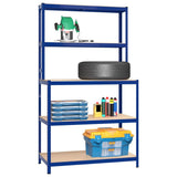 5-Layer Work Table with Shelves Blue Steel and Engineered Wood