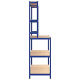 5-Layer Work Table with Shelves Blue Steel and Engineered Wood