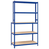 5-Layer Work Table with Shelves Blue Steel and Engineered Wood