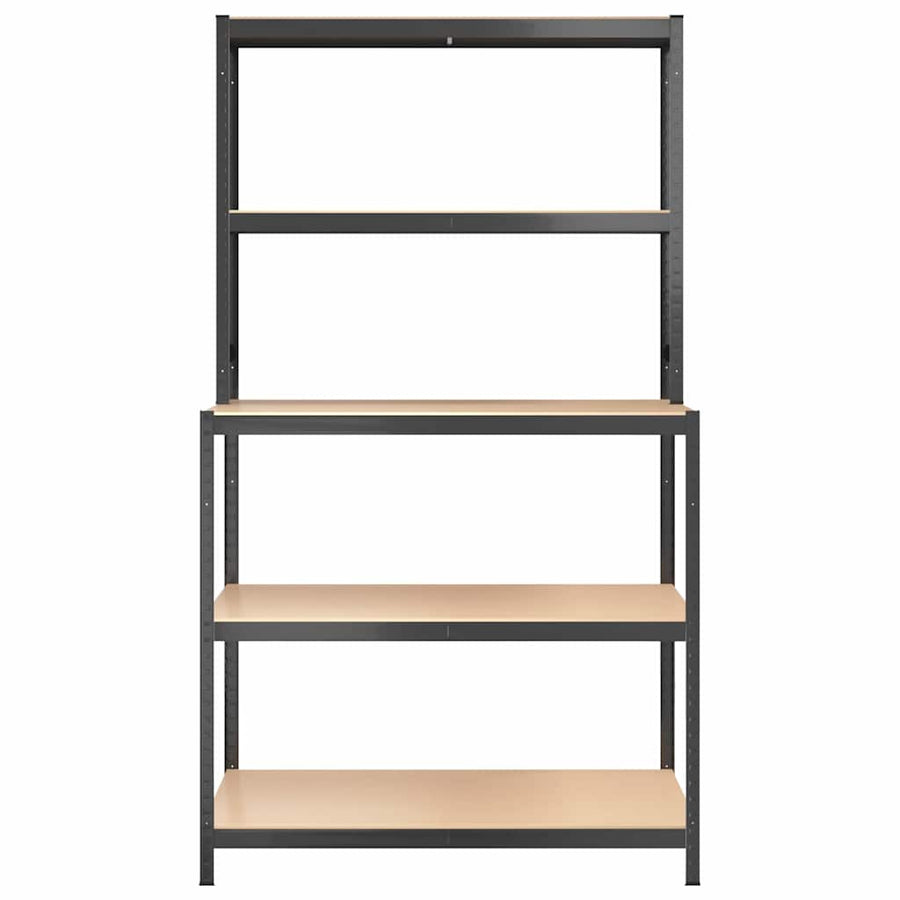 5-Layer Work Table with Shelves Anthracite Steel and Engineered Wood