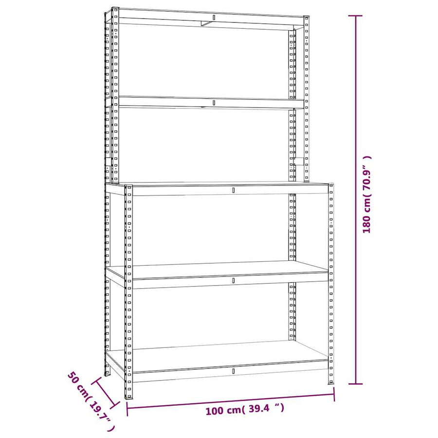5-Layer Work Table with Shelves Anthracite Steel and Engineered Wood