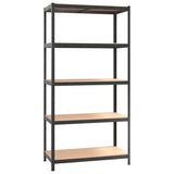 5-Layer Heavy-duty Shelf Grey Steel and Engineered Wood - Front View
