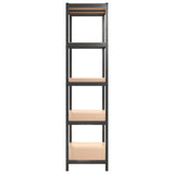 5-Layer Heavy-duty Shelf Grey Steel and Engineered Wood - 45-Degree Angle