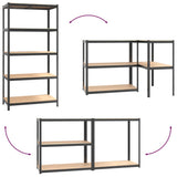 5-Layer Heavy-duty Shelf Grey Steel and Engineered Wood - Extra Image