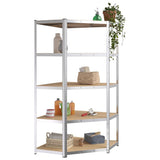 5-Layer Heavy-duty Corner Shelf Silver Steel and Engineered Wood - Side View