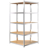 5-Layer Heavy-duty Corner Shelf Silver Steel and Engineered Wood - Rear View