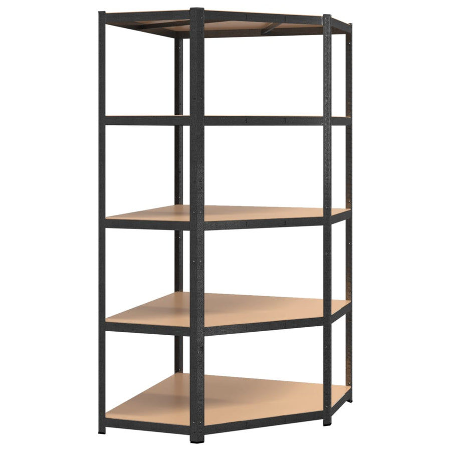 5-Layer Heavy-duty Corner Shelf Grey Steel and Engineered Wood