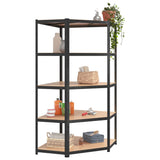 5-Layer Heavy-duty Corner Shelf Grey Steel and Engineered Wood - Side View