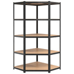 5-Layer Heavy-duty Corner Shelf Grey Steel and Engineered Wood