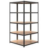 5-Layer Heavy-duty Corner Shelf Grey Steel and Engineered Wood - Rear View