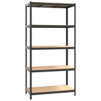 5-Layer Storage Shelf Anthracite Steel and Engineered Wood